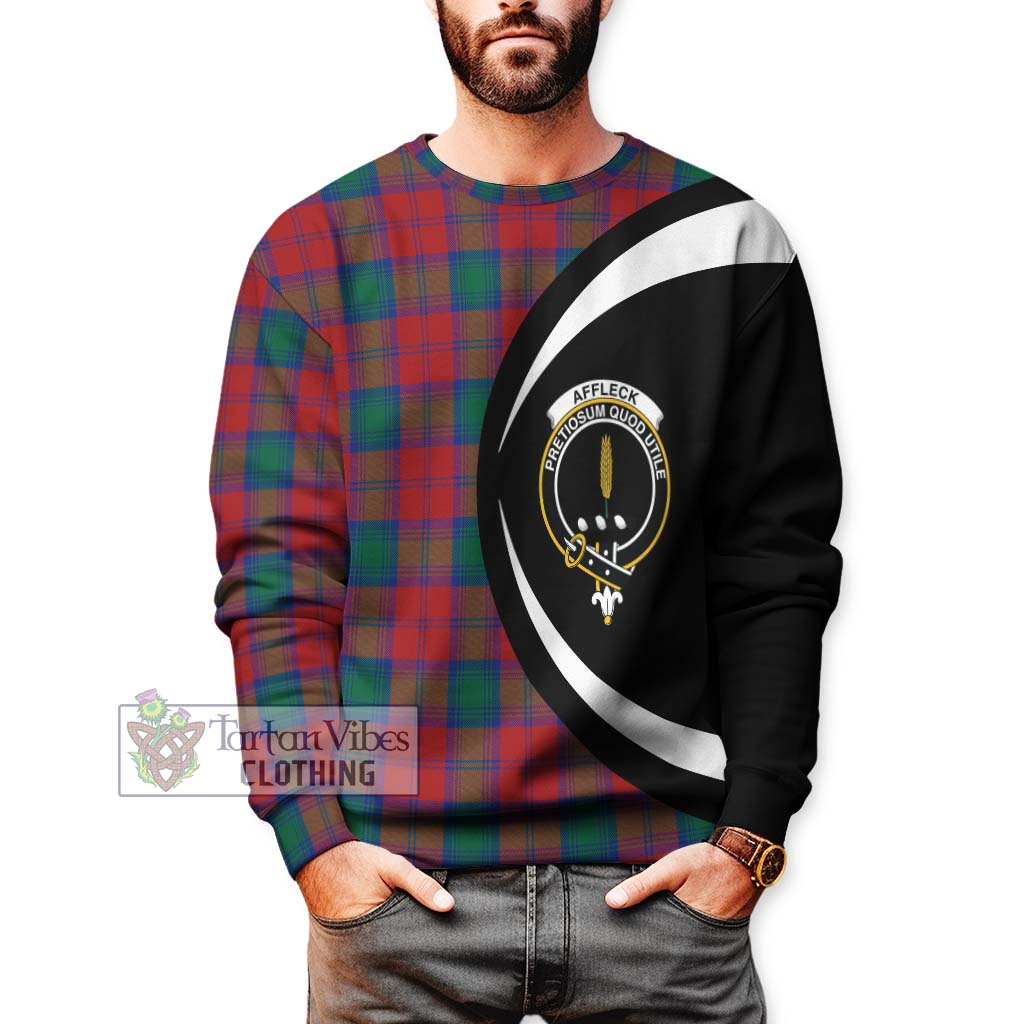 Affleck Tartan Sweatshirt with Family Crest Circle Style - Tartan Vibes Clothing