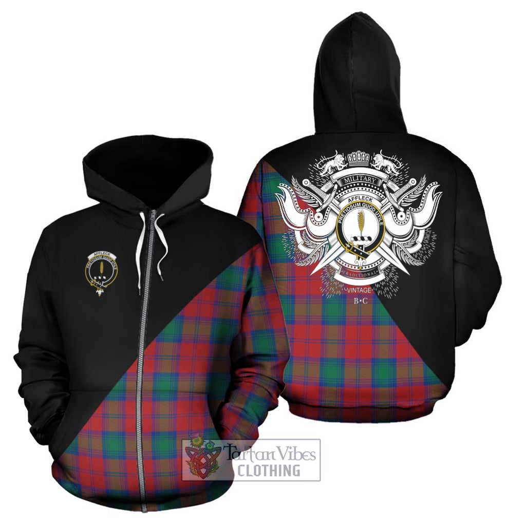 Affleck Tartan Hoodie with Family Crest and Military Logo Style - Tartan Vibes Clothing