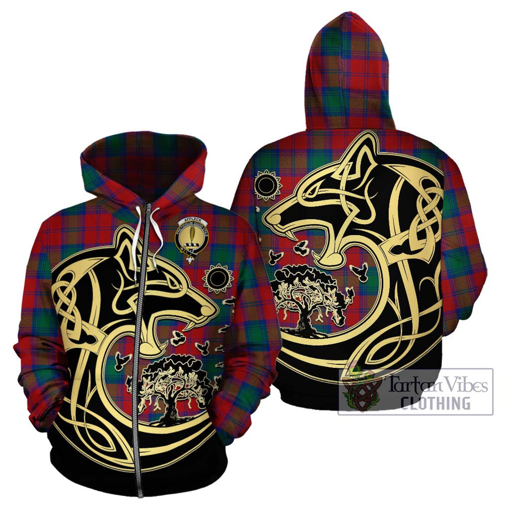 Affleck Tartan Hoodie with Family Crest Celtic Wolf Style - Tartan Vibes Clothing