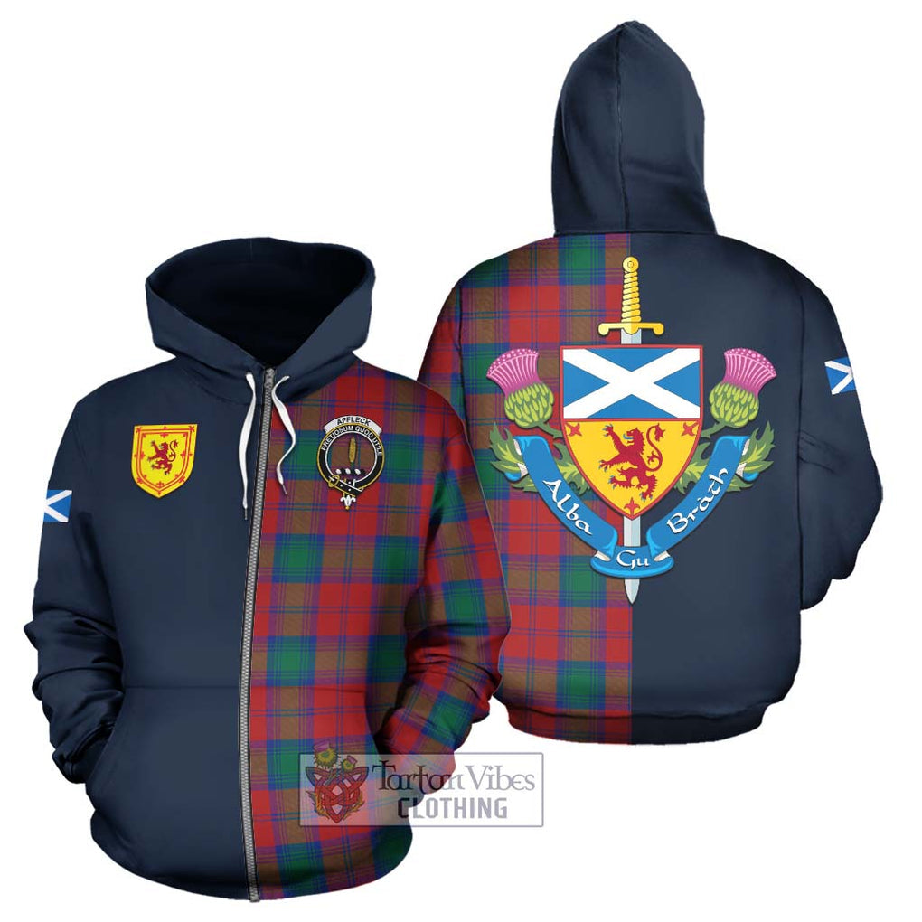 Affleck Tartan Hoodie Alba with Scottish Lion Royal Arm Half Style - Tartan Vibes Clothing