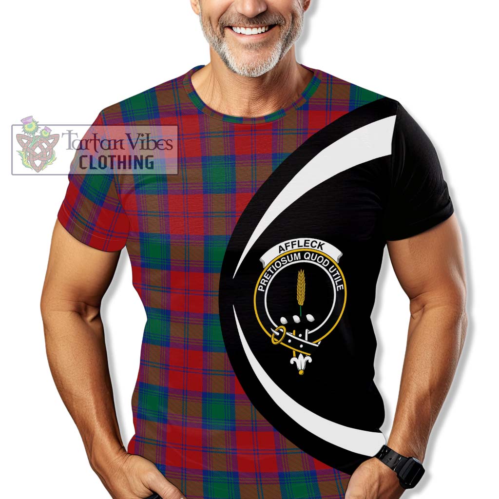 Affleck Tartan T-Shirt with Family Crest Circle Style - Tartan Vibes Clothing