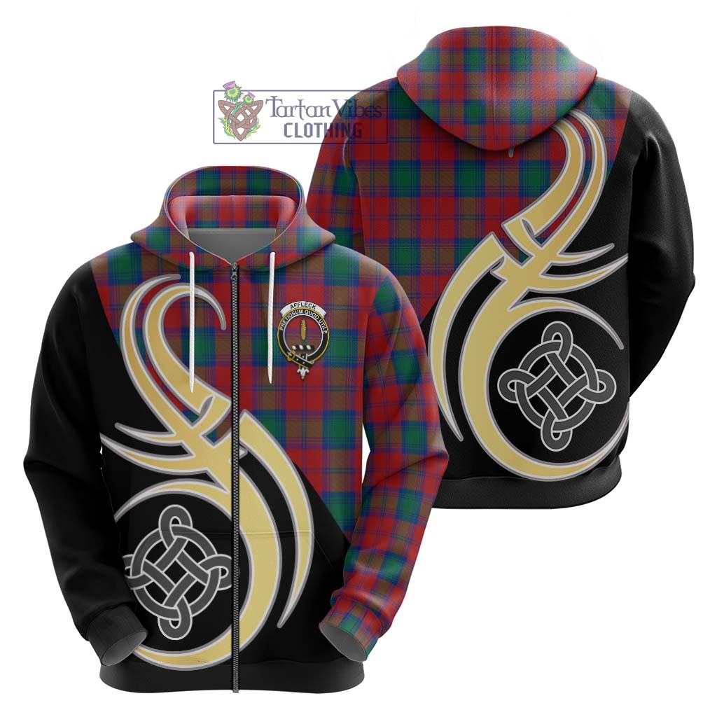 Affleck Tartan Hoodie with Family Crest and Celtic Symbol Style - Tartan Vibes Clothing