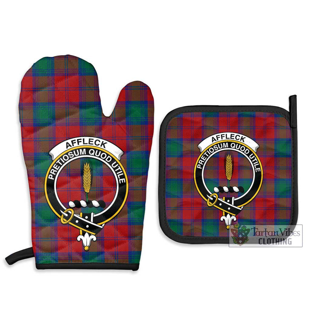 Affleck Tartan Combo Oven Mitt & Pot-Holder with Family Crest Combo 1 Oven Mitt & 2 Pot-Holder Black - Tartan Vibes Clothing