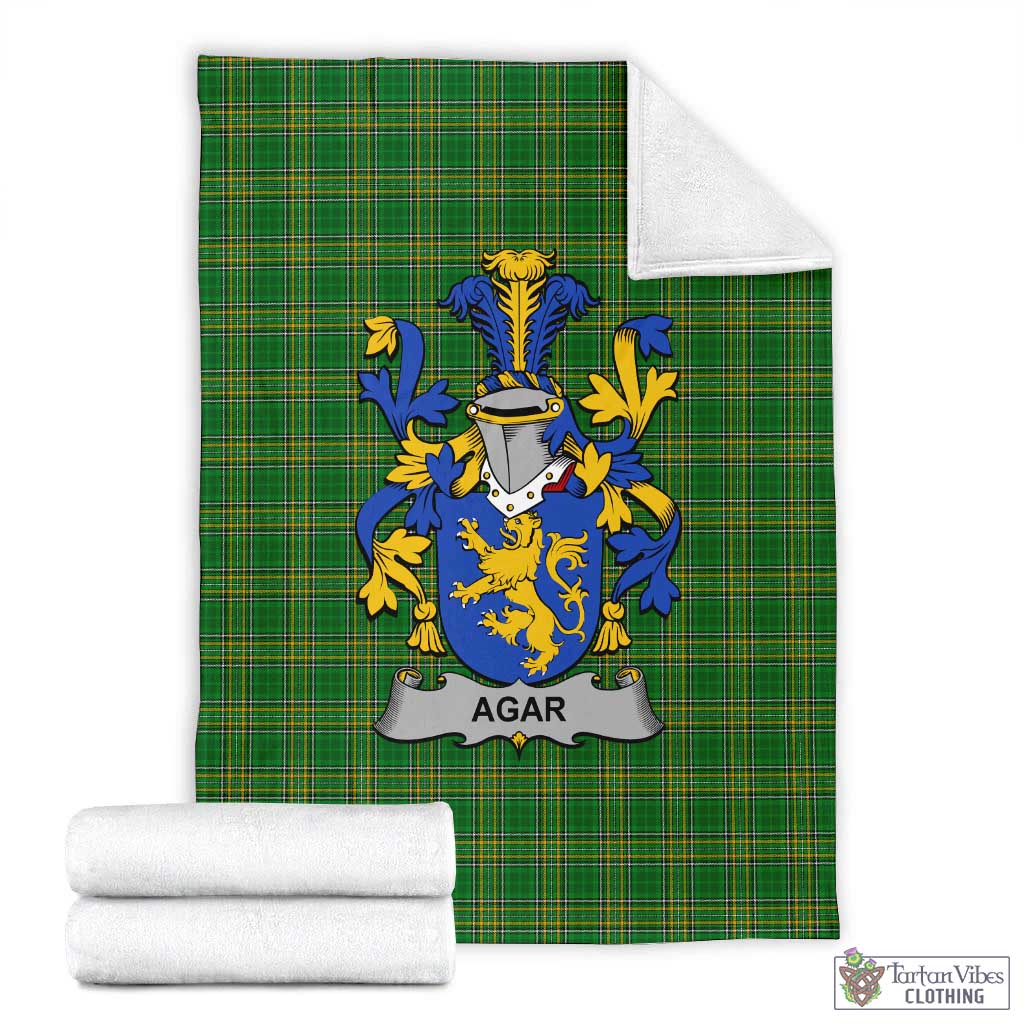 Agar Irish Clan Tartan Blanket with Coat of Arms X-Large 59 x 79 inches 150 x 200 cm - Tartan Vibes Clothing