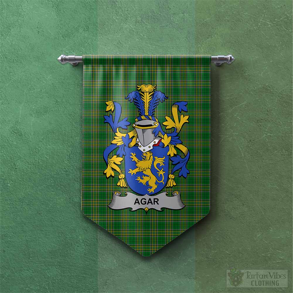 Tartan Vibes Clothing Agar Irish Clan Tartan Gonfalon, Tartan Banner with Coat of Arms