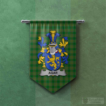 Agar Irish Clan Tartan Gonfalon, Tartan Banner with Coat of Arms