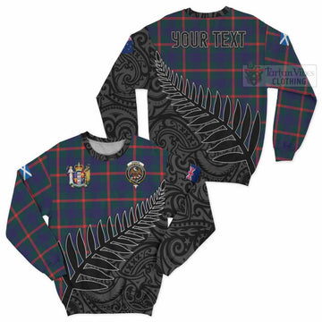 Tartan Vibes Clothing Agnew Crest Tartan Sweatshirt with New Zealand Silver Fern Half Style
