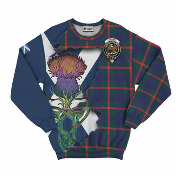 Tartan Vibes Clothing Agnew Tartan Family Crest Sweatshirt Scottish Thistle Celtic Inspired