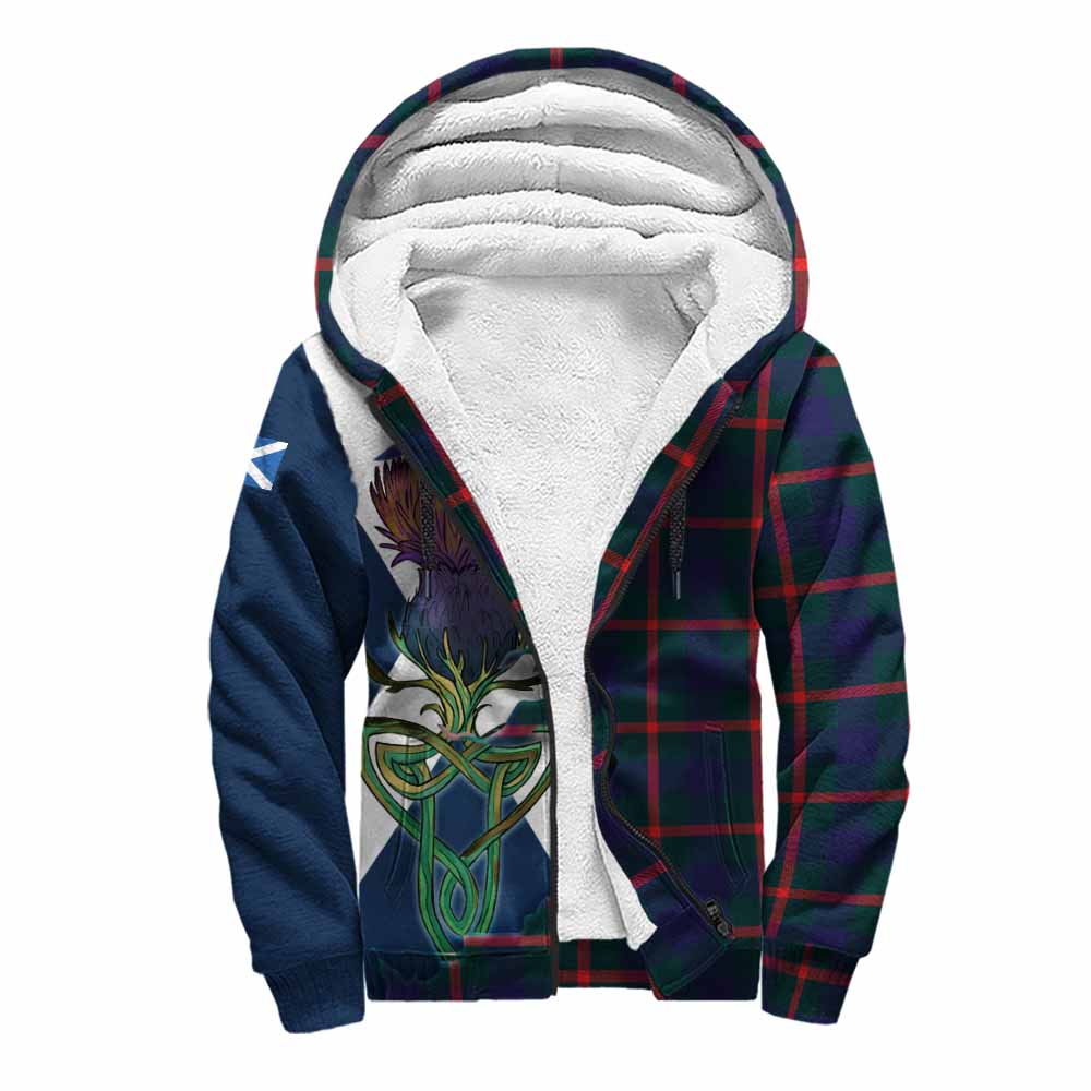 Tartan Vibes Clothing Agnew Tartan Family Crest Sherpa Hoodie Scottish Thistle Celtic Inspired