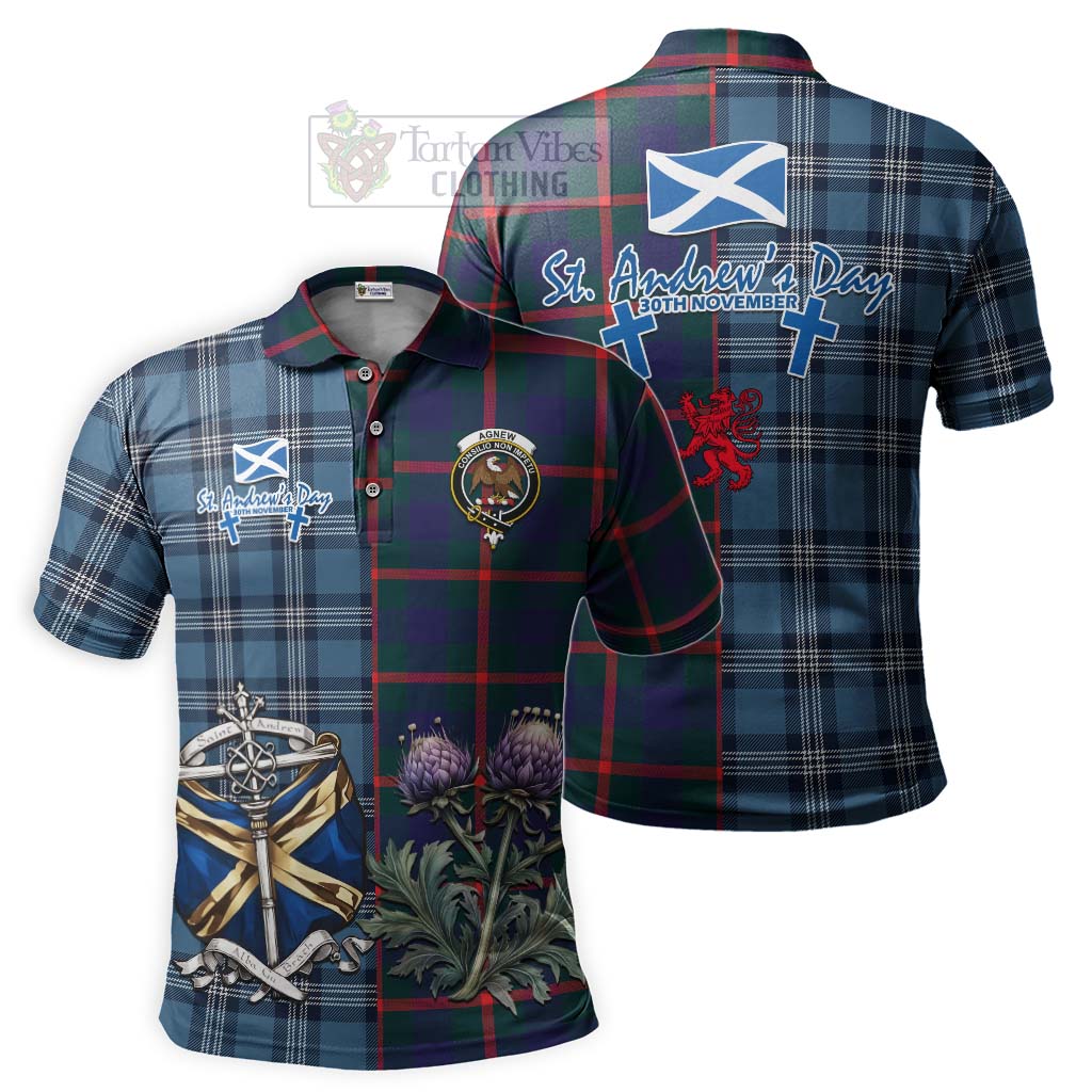 Tartan Vibes Clothing Agnew Tartan Polo Shirt Happy St. Andrew's Day Half Tartan Style
