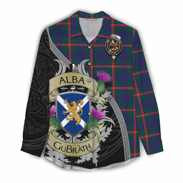 Agnew Tartan Family Crest Women's Casual Shirt Lion Rampant Royal Thistle Shield Celtic Inspired