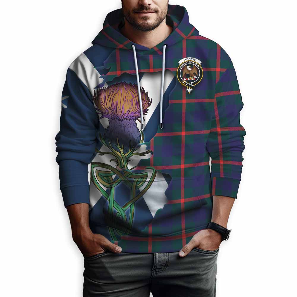 Tartan Vibes Clothing Agnew Tartan Family Crest Hoodie Scottish Thistle Celtic Inspired