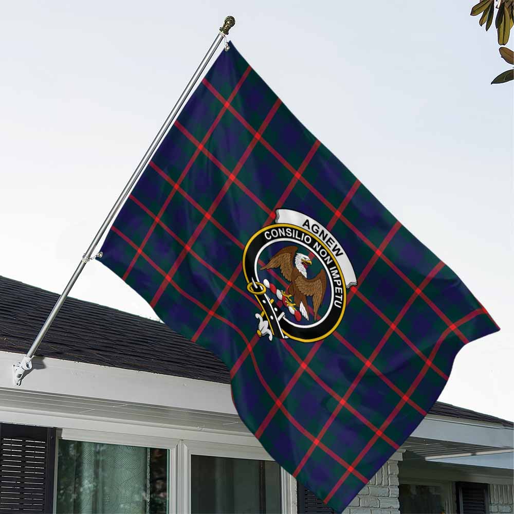 Tartan Vibes Clothing Agnew Tartan House Flag with Family Crest