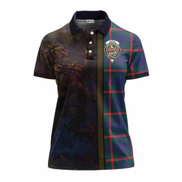 Agnew Tartan Family Crest Women's Polo Shirt Alba Gu Brath Be Brave Lion Ancient Style