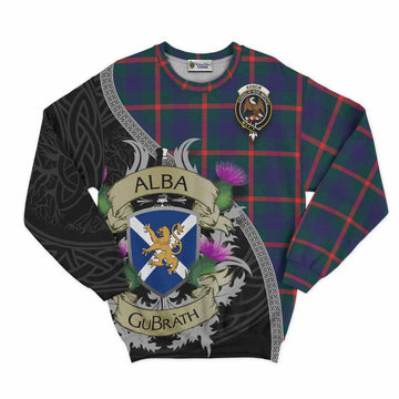 Tartan Vibes Clothing Agnew Tartan Family Crest Sweatshirt Lion Rampant Royal Thistle Shield Celtic Inspired