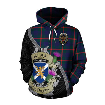 Tartan Vibes Clothing Agnew Tartan Family Crest Cotton Hoodie Lion Rampant Royal Thistle Shield Celtic Inspired