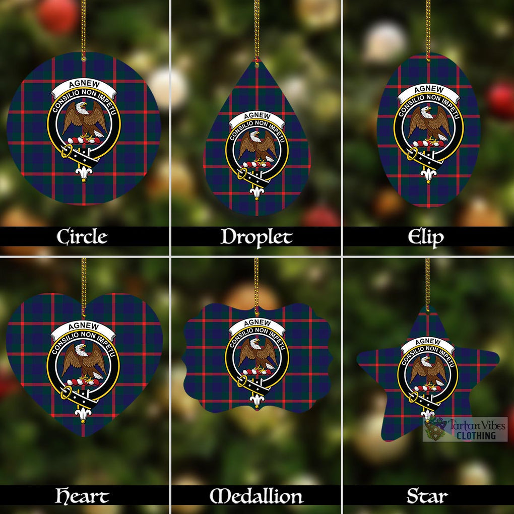 Tartan Vibes Clothing Agnew Tartan Christmas Aluminium Ornament with Family Crest