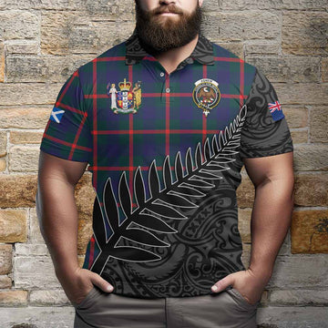 Agnew Crest Tartan Polo Shirt with New Zealand Silver Fern Half Style
