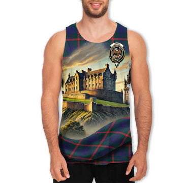 Agnew Tartan Family Crest Men's Tank Top with Scottish Ancient Castle Style