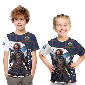 Tartan Vibes Clothing Agnew Crest Tartan Kid T-Shirt Inspired by the Freedom of Scottish Warrior
