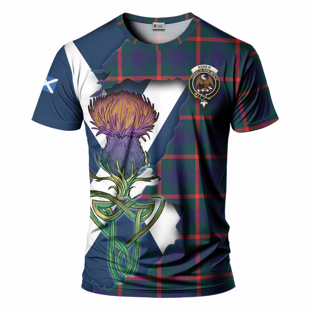 Tartan Vibes Clothing Agnew Tartan Family Crest T-Shirt Scottish Thistle Celtic Inspired
