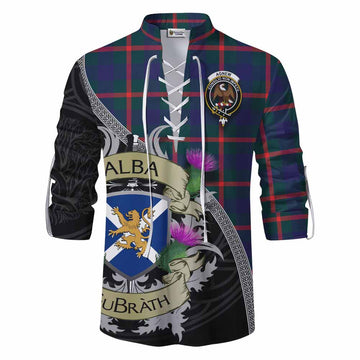 Agnew Tartan Family Crest Ghillie Kilt Shirt Lion Rampant Royal Thistle Shield Celtic Inspired
