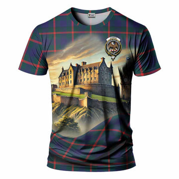 Tartan Vibes Clothing Agnew Tartan Family Crest T-Shirt with Scottish Ancient Castle Stype