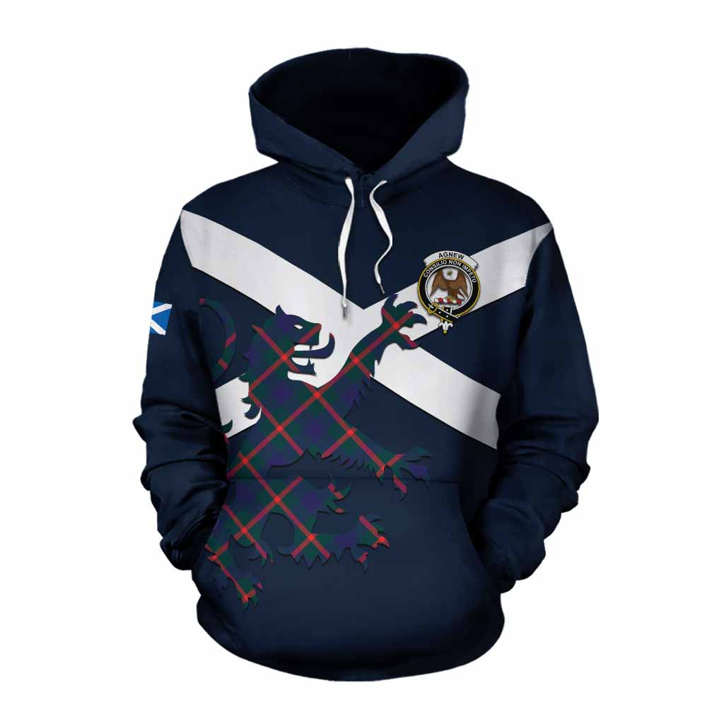 Tartan Vibes Clothing Agnew Tartan Lion Rampant Cotton Hoodie Proudly Display Your Heritage with Alba Gu Brath and Clan Name