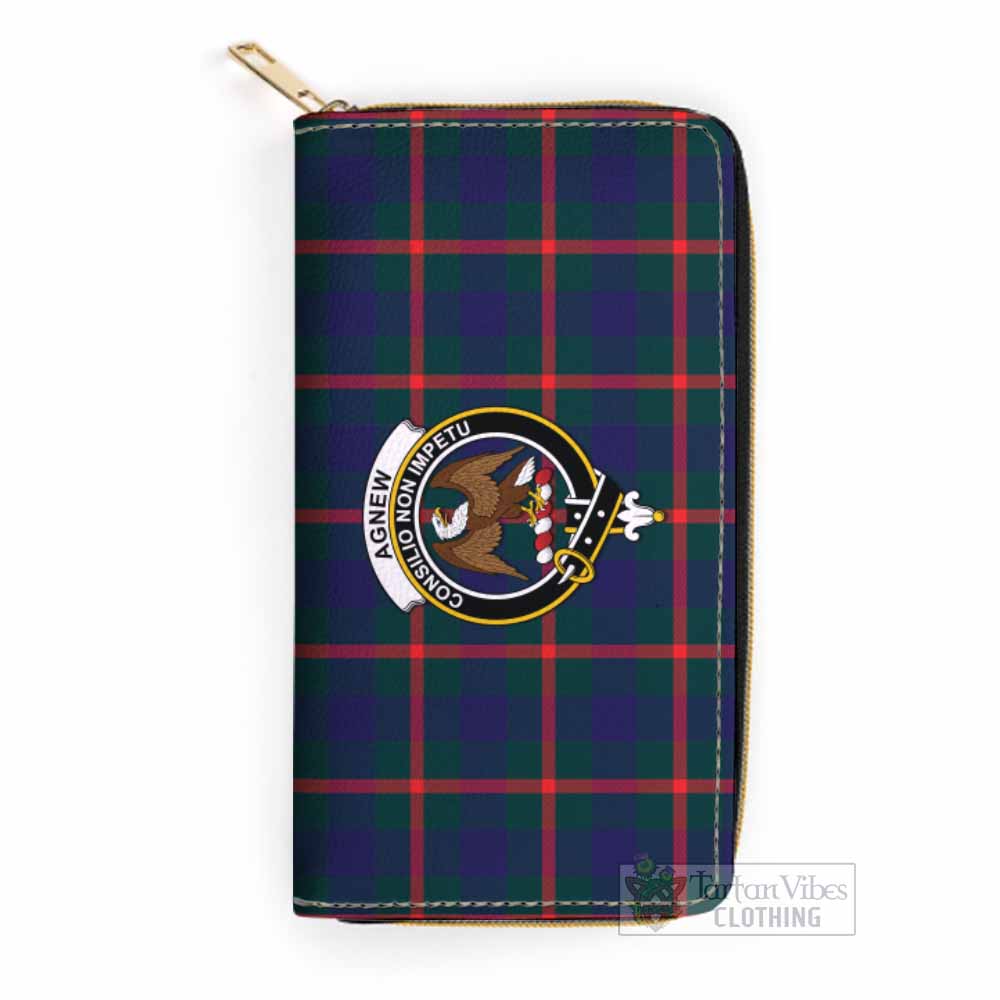 Tartan Vibes Clothing Agnew Tartan Women's Leather Wallet with Family Crest