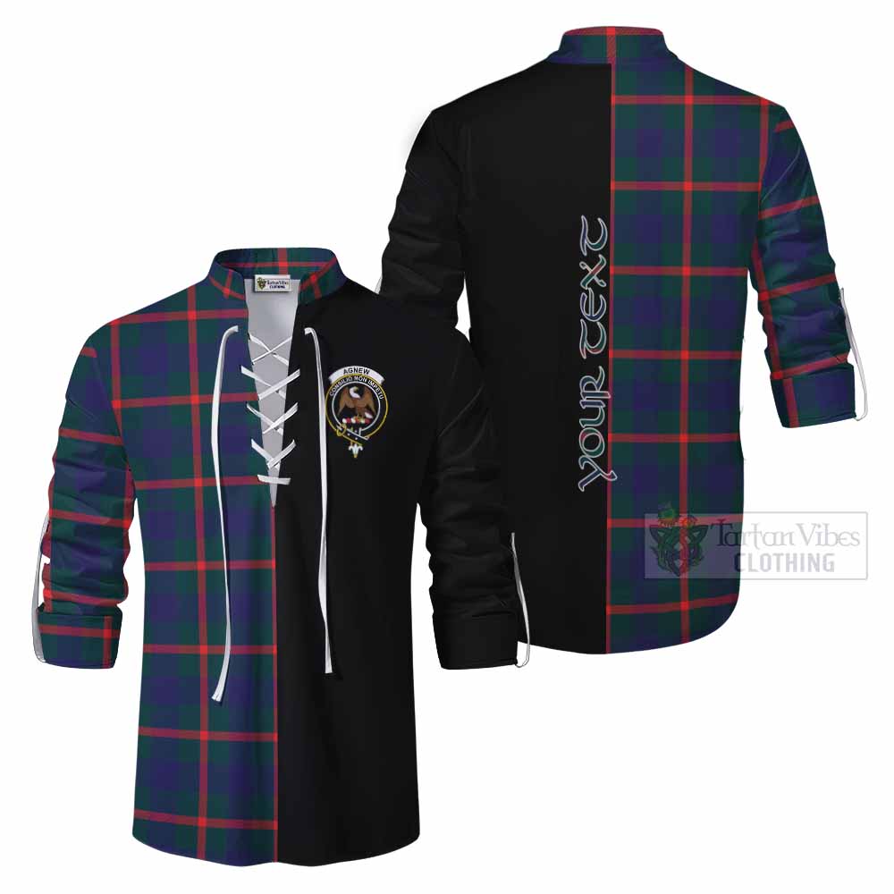 Tartan Vibes Clothing Agnew Tartan Ghillie Kilt Shirt with Family Crest and Half Of Me Style