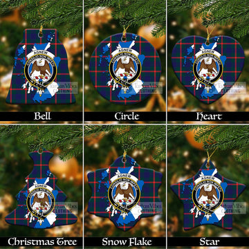 Agnew Tartan Christmas Ceramic Ornaments with Family Crest and Scotland Map