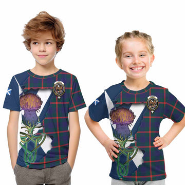 Tartan Vibes Clothing Agnew Tartan Family Crest Kid T-Shirt Scottish Thistle Celtic Inspired