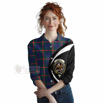 Tartan Vibes Clothing Agnew Tartan Women's Casual Shirt with Family Crest Circle Style