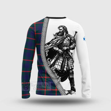 Tartan Vibes Clothing Agnew Tartan Clan Crest Long Sleeve T-Shirt with Highlander Warrior Celtic Style