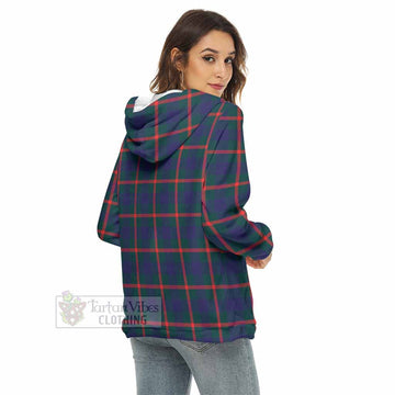 Tartan Vibes Clothing Agnew Tartan Crest Women's Borg  Half Zip Fleece Hoodie