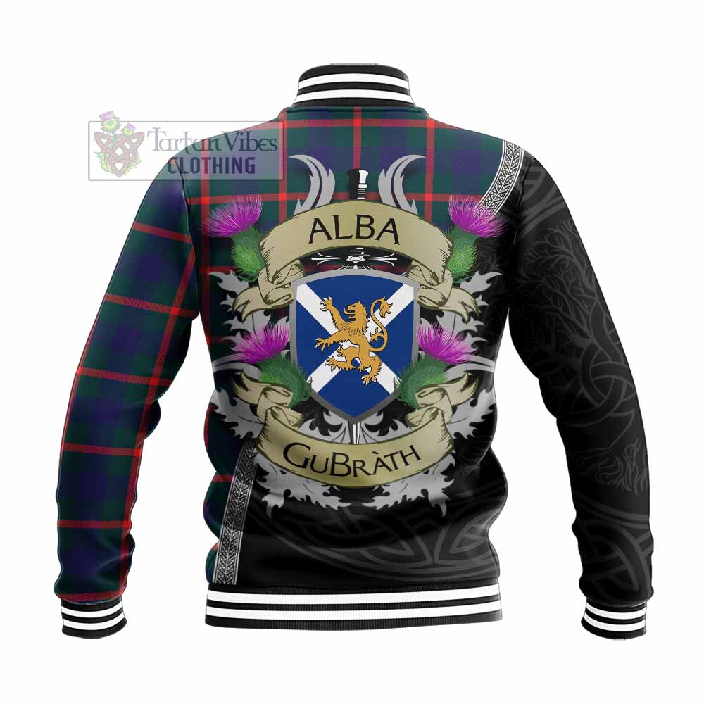 Tartan Vibes Clothing Agnew Tartan Family Crest Baseball Jacket Lion Rampant Royal Thistle Shield Celtic Inspired