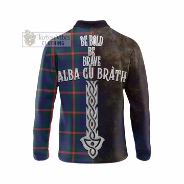 Agnew Tartan Family Crest Long Sleeve Polo Shirt Alba Gu Brath Be Brave Lion Ancient Style
