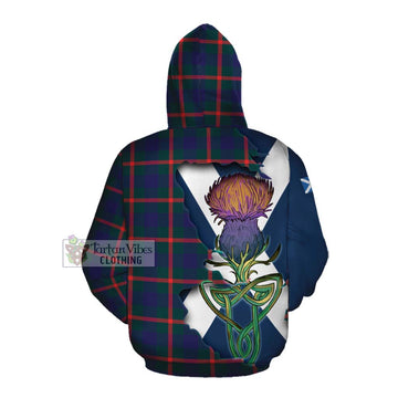Tartan Vibes Clothing Agnew Tartan Family Crest Cotton Hoodie Scottish Thistle Celtic Inspired