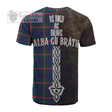 Agnew Tartan Family Crest Cotton T-shirt Alba Gu Brath Be Brave Lion Ancient Style