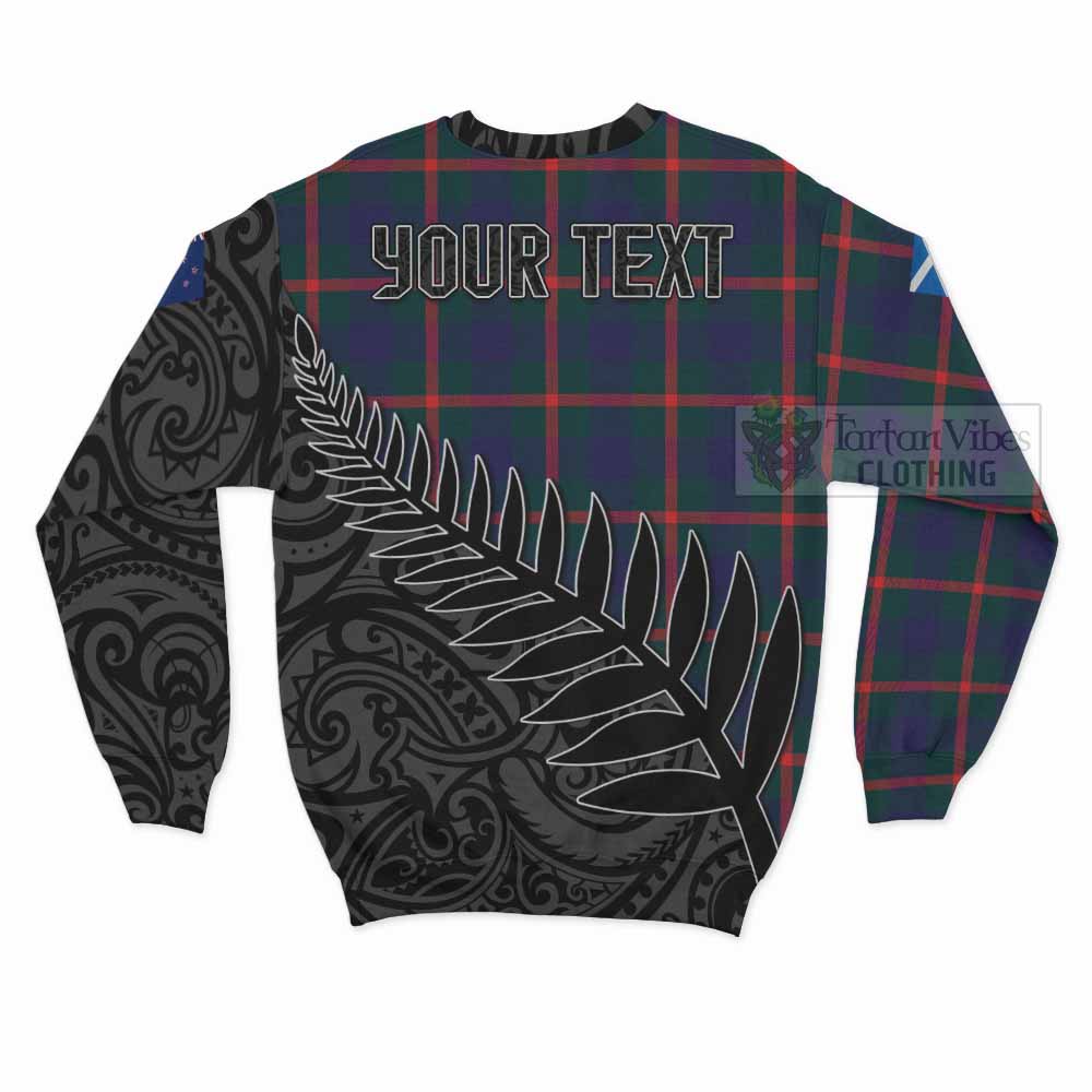 Tartan Vibes Clothing Agnew Crest Tartan Sweatshirt with New Zealand Silver Fern Half Style