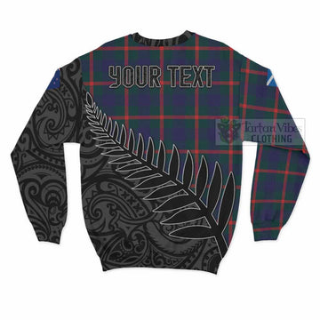 Tartan Vibes Clothing Agnew Crest Tartan Sweatshirt with New Zealand Silver Fern Half Style