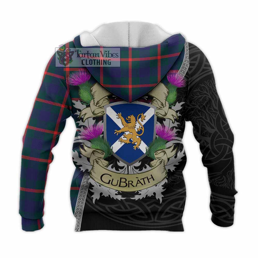 Tartan Vibes Clothing Agnew Tartan Family Crest Knitted Hoodie Lion Rampant Royal Thistle Shield Celtic Inspired