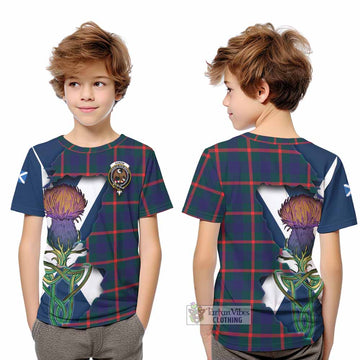 Tartan Vibes Clothing Agnew Tartan Family Crest Kid T-Shirt Scottish Thistle Celtic Inspired