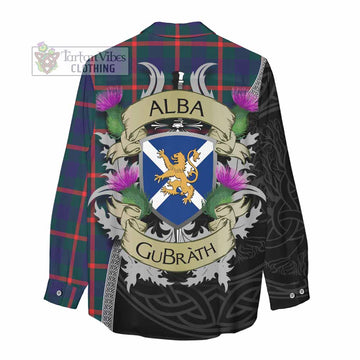 Agnew Tartan Family Crest Women's Casual Shirt Lion Rampant Royal Thistle Shield Celtic Inspired