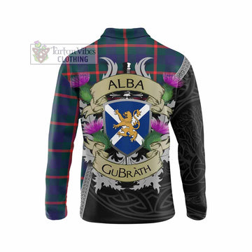 Agnew Tartan Family Crest Long Sleeve Polo Shirt Lion Rampant Royal Thistle Shield Celtic Inspired