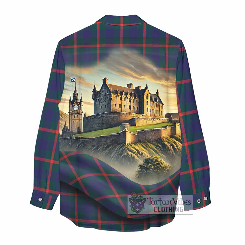 Tartan Vibes Clothing Agnew Tartan Family Crest Women's Casual Shirt with Scottish Ancient Castle Style