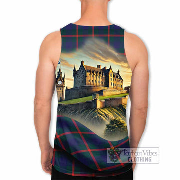 Agnew Tartan Family Crest Men's Tank Top with Scottish Ancient Castle Style