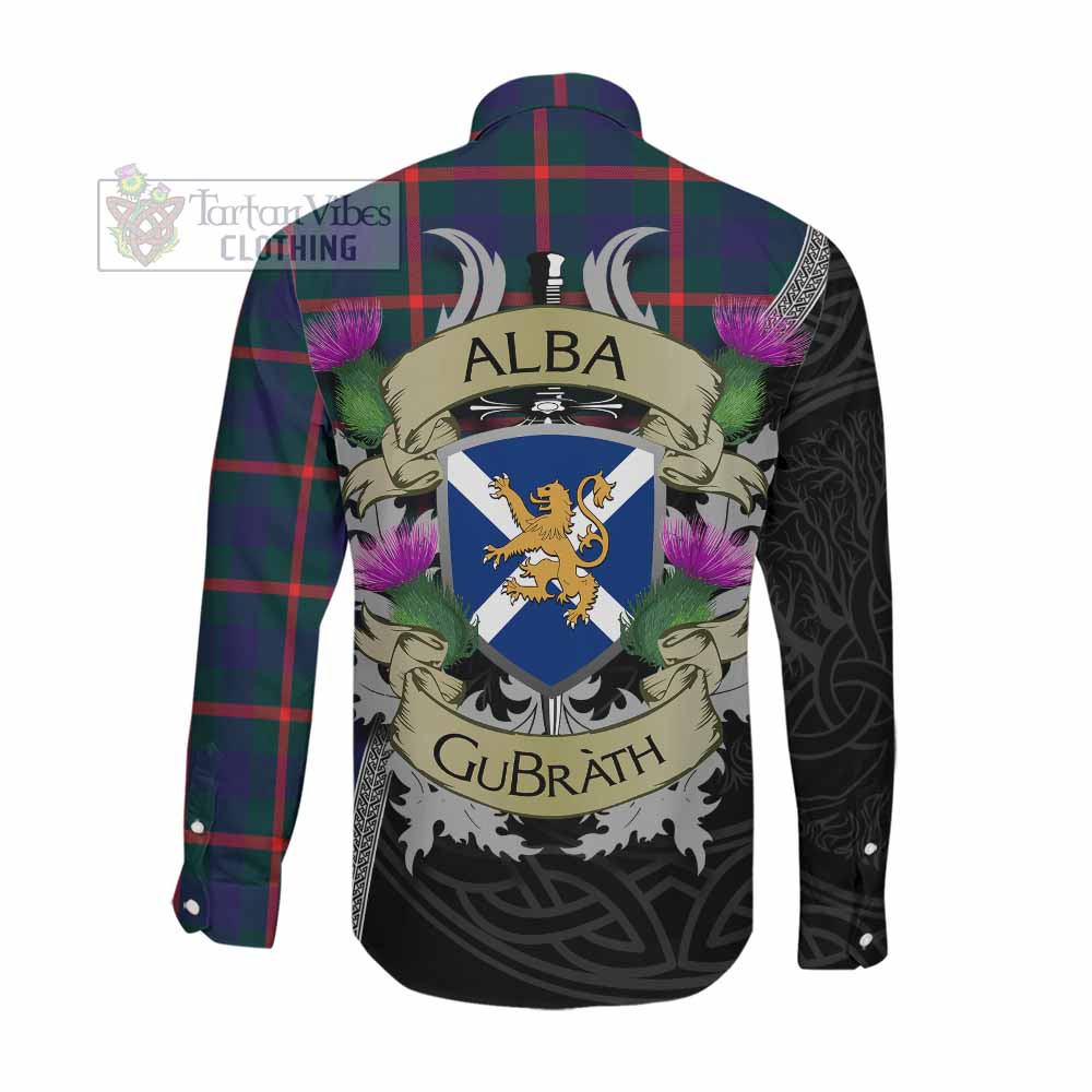 Tartan Vibes Clothing Agnew Tartan Family Crest Long Sleeve Button Shirt Lion Rampant Royal Thistle Shield Celtic Inspired