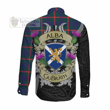 Agnew Tartan Family Crest Long Sleeve Button Shirt Lion Rampant Royal Thistle Shield Celtic Inspired