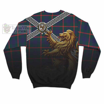 Agnew Crest Tartan Sweatshirt with Golden Lion Emblem Celtic Style